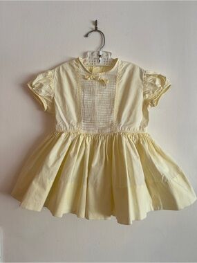 1960’s Vintage Yellow Baby Dress with Pintuck Front